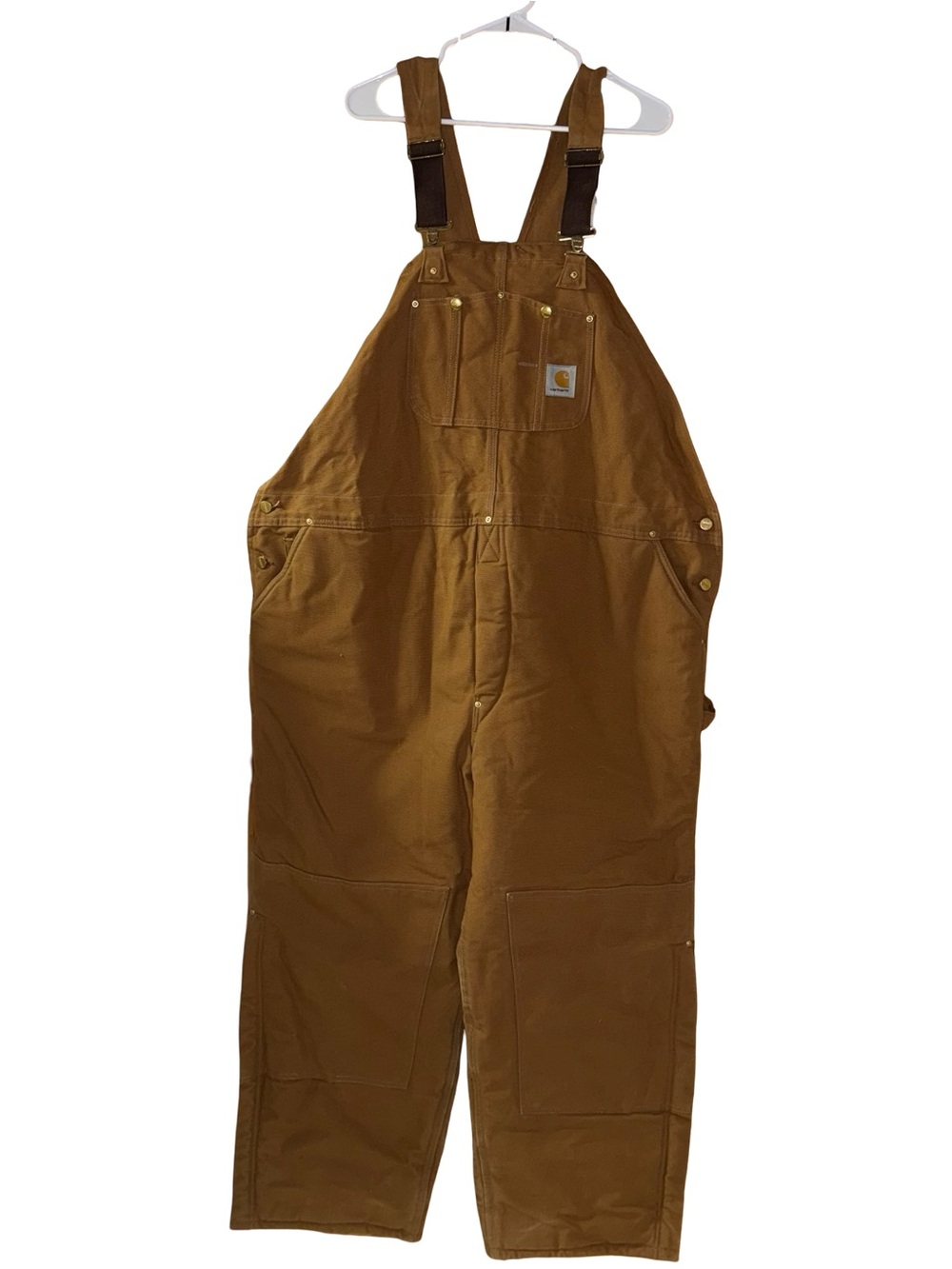 Carhartt Brown Bibs Overalls with Adjustable Straps Mens 50 x 30 vintage